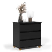 Mesa De Cabeceira Quarto Mini Cômoda 3 Gavetas Preto - 3