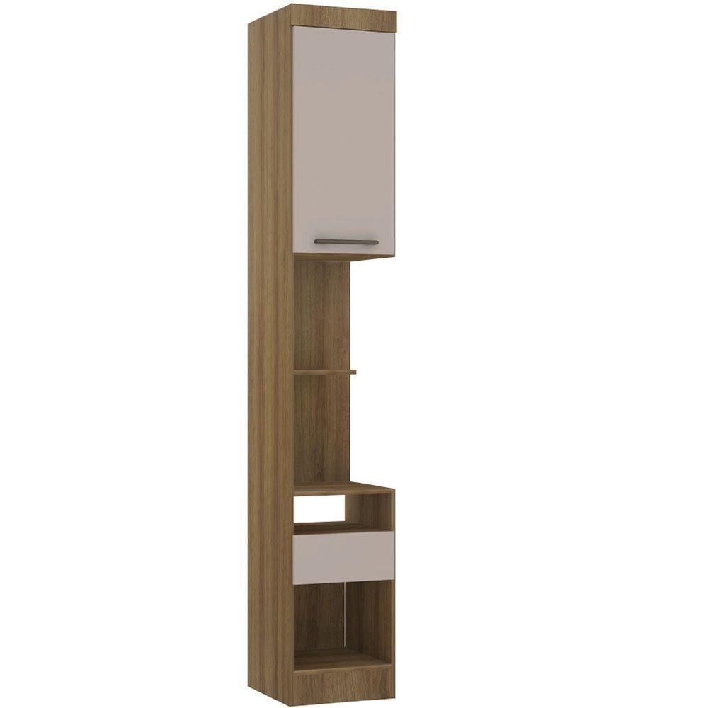 Mesa De Cabeceira Alta 38cm 1 Porta E 1 Gaveta Paris Luciane Móveis Avelã Pf Com Cinammon Pf - 1