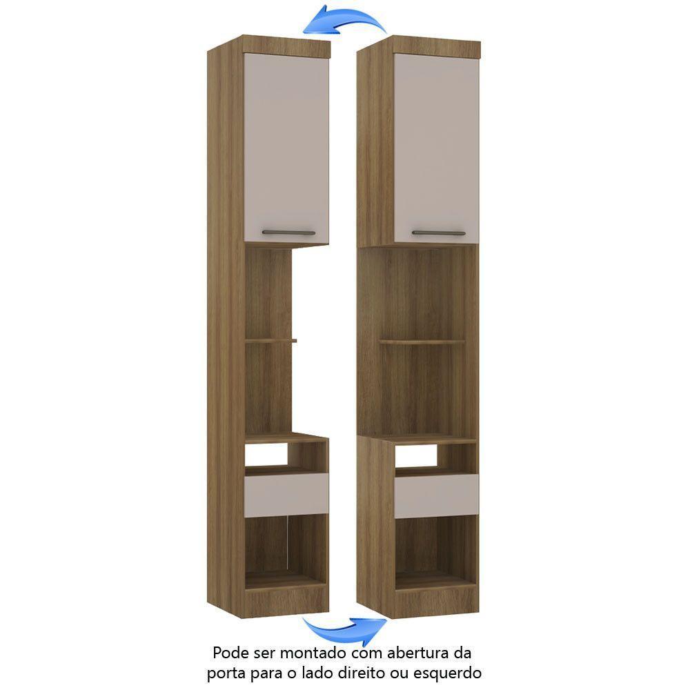 Mesa De Cabeceira Alta 38cm 1 Porta E 1 Gaveta Paris Luciane Móveis Avelã Pf Com Cinammon Pf - 5