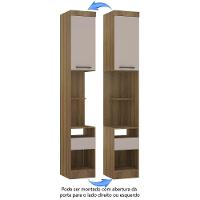 Mesa De Cabeceira Alta 38cm 1 Porta E 1 Gaveta Paris Luciane Móveis Avelã Pf Com Cinammon Pf - 5