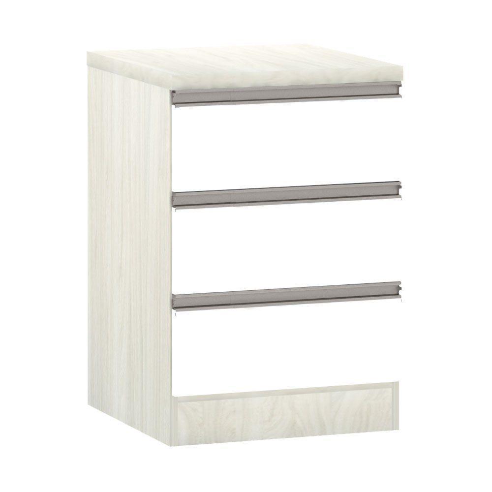 Mesa De Cabeceira 3 Gavetas 40Cm Estrutura Legno Crema Prime - 1