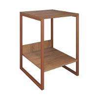 Mesa Cabeceira Lateral De Cama Industrial Amêndoa Tókio Base Cobre - 3