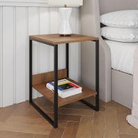 Mesa Cabeceira Industrial Amêndoa Tókio Base Ferro Preto - 1