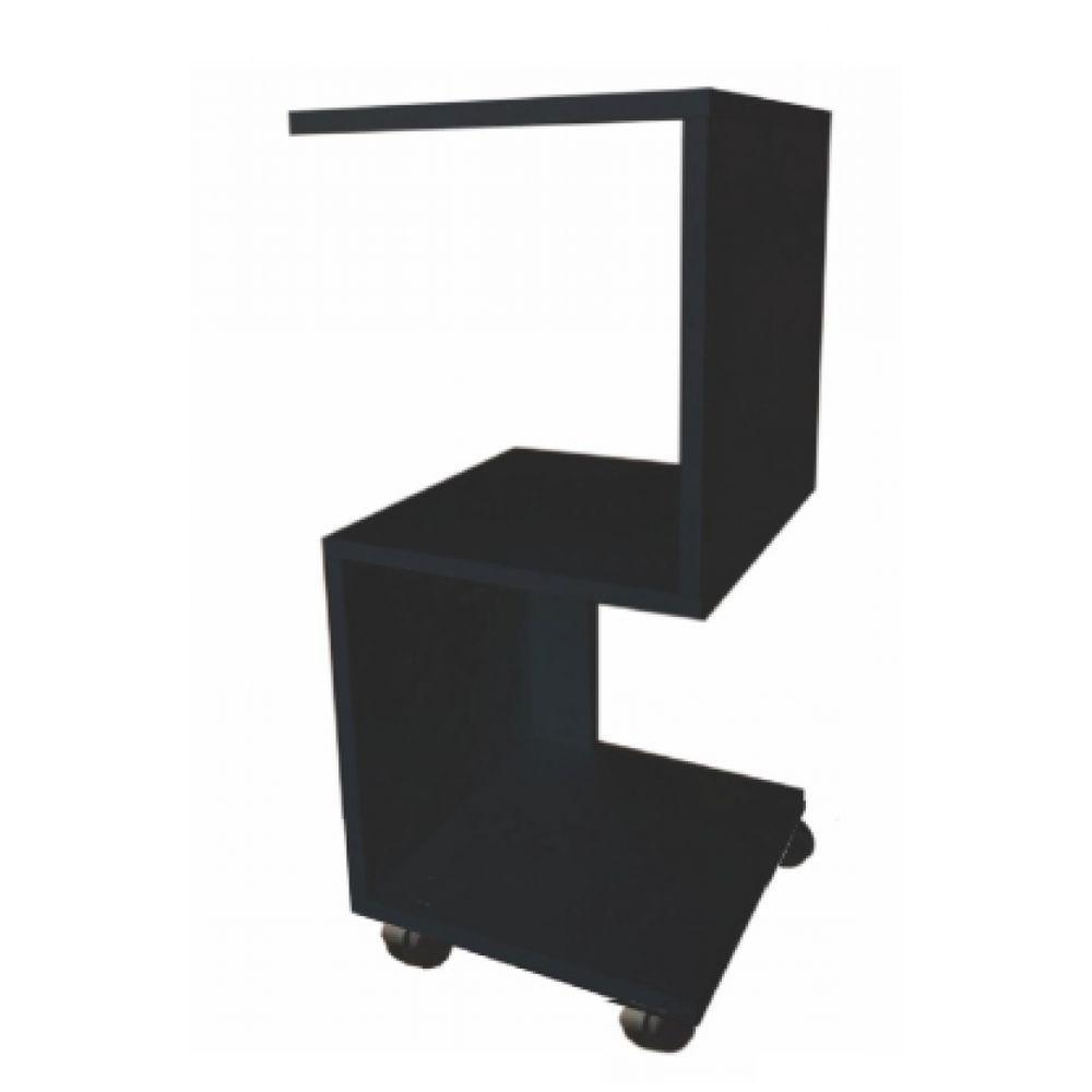 Mesa De Cabeceira S Em Mdf Preto Com Rodizio - 1