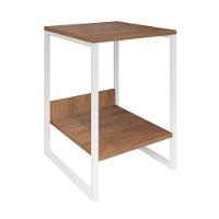 Mesa Cabeceira Industrial Lateral De Cama Amêndoa Tókio Base Ferro Branco Cor: Amendoa - 3