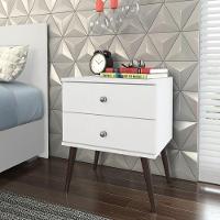 Mesa De Cabeceira 2 Gavetas Pé Palito Movelbento Branco Branco - 3