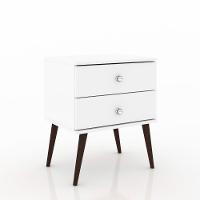 Mesa De Cabeceira 2 Gavetas Pé Palito Movelbento Branco Branco