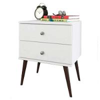 Mesa De Cabeceira 2 Gavetas Pé Palito Movelbento Branco Branco - 5