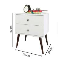 Mesa De Cabeceira 2 Gavetas Pé Palito Movelbento Branco Branco - 7