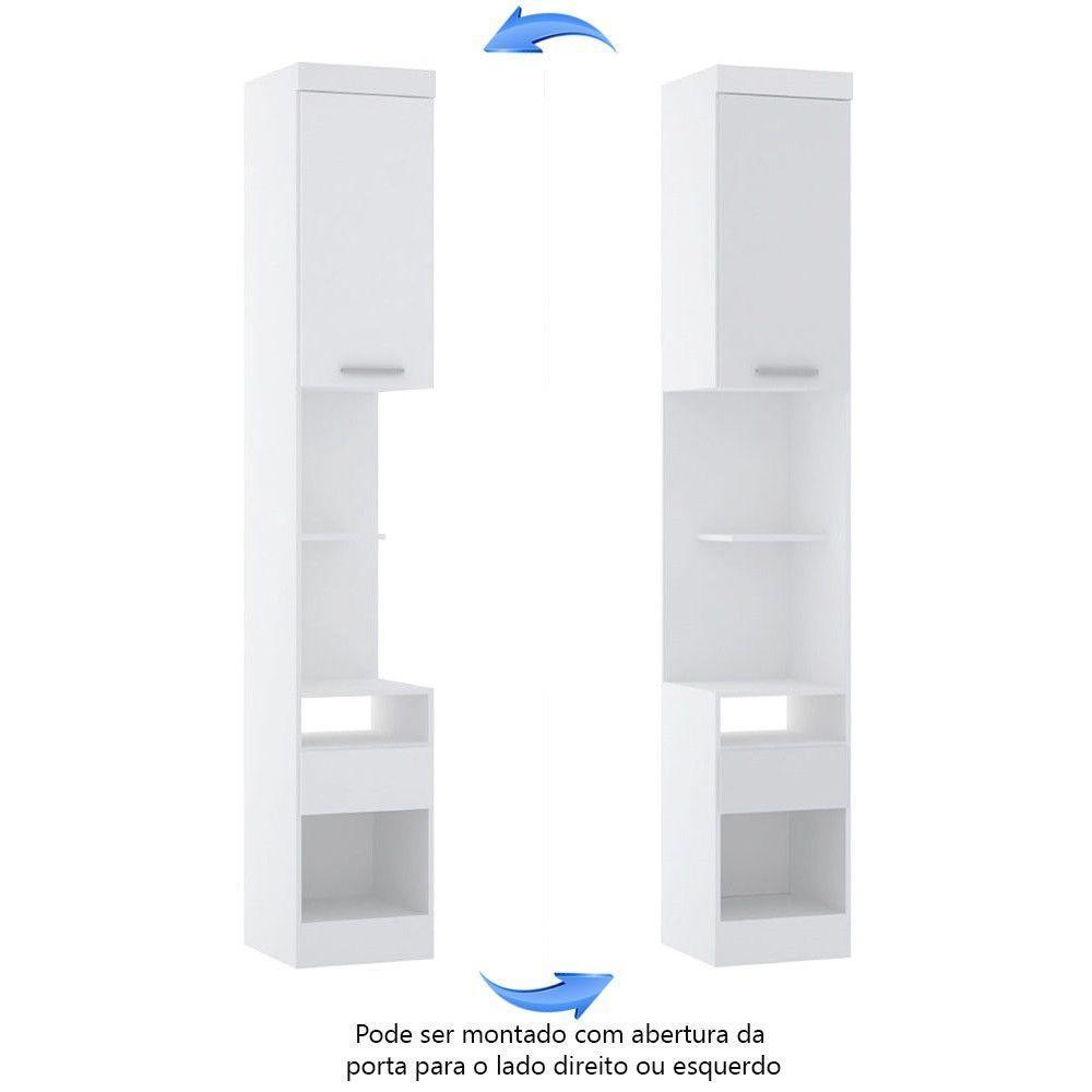 Mesa De Cabeceira Alta 38cm 1 Porta E 1 Gaveta Alpes Luciane Móveis Branco Pf Com Branco Pf - 8