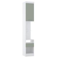 Mesa De Cabeceira Alta 38cm 1 Porta E 1 Gaveta Alpes Luciane Móveis Branco Pf Com Verde Pf - 2