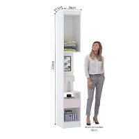 Mesa De Cabeceira Alta 38cm 1 Porta E 1 Gaveta Alpes Luciane Móveis Branco Pf Com Rosa Pf - 10