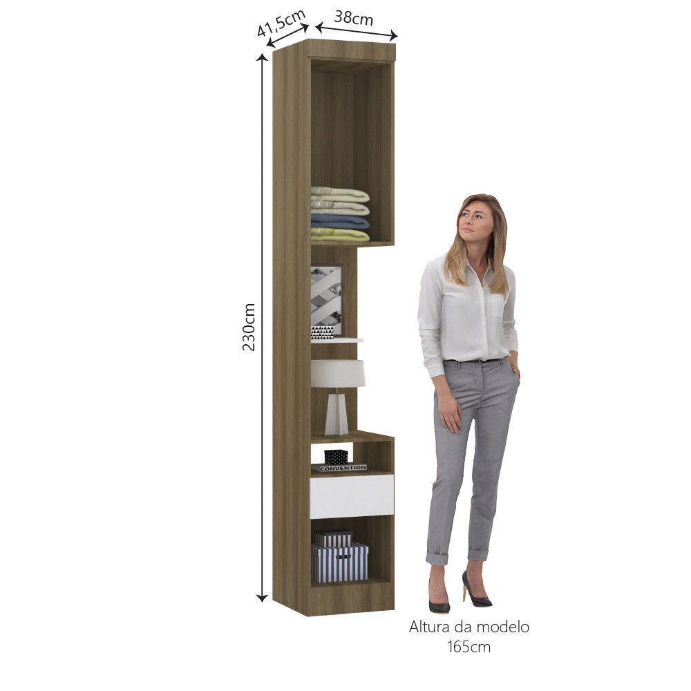 Mesa De Cabeceira Alta 38cm 1 Porta E 1 Gaveta Paris Luciane Móveis Avelã Pf Com Branco Pf - 6