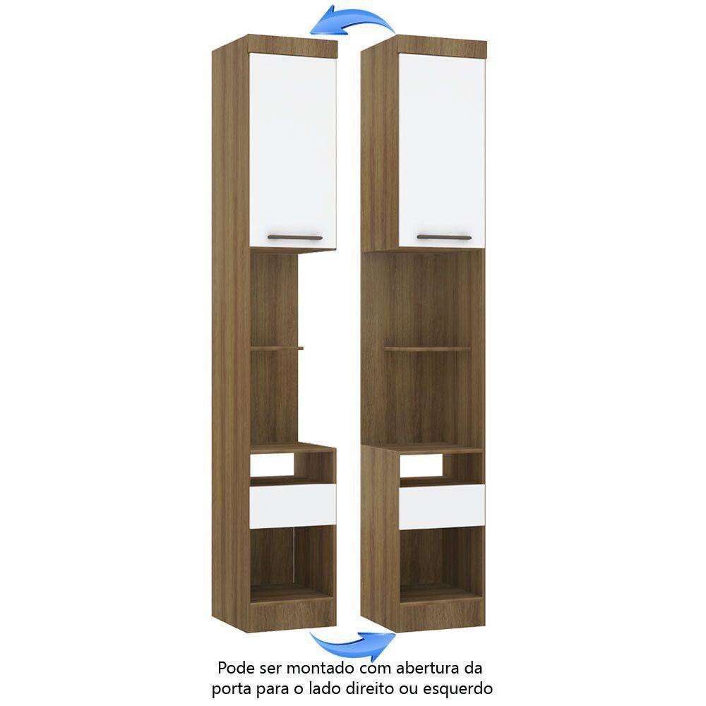 Mesa De Cabeceira Alta 38cm 1 Porta E 1 Gaveta Paris Luciane Móveis Avelã Pf Com Branco Pf - 9