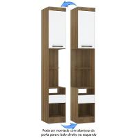 Mesa De Cabeceira Alta 38cm 1 Porta E 1 Gaveta Paris Luciane Móveis Avelã Pf Com Branco Pf - 5