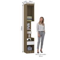 Mesa De Cabeceira Alta 38cm 1 Porta E 1 Gaveta Paris Luciane Móveis Avelã Pf Com Branco Pf - 10