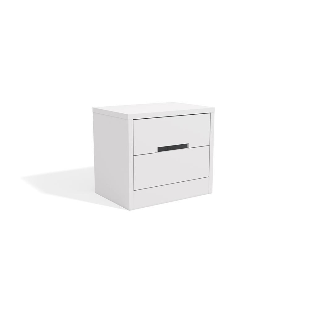 Mesa De Cabeceira Com 2 Gavetas Kappesberg S822 Branco Brilho - 1