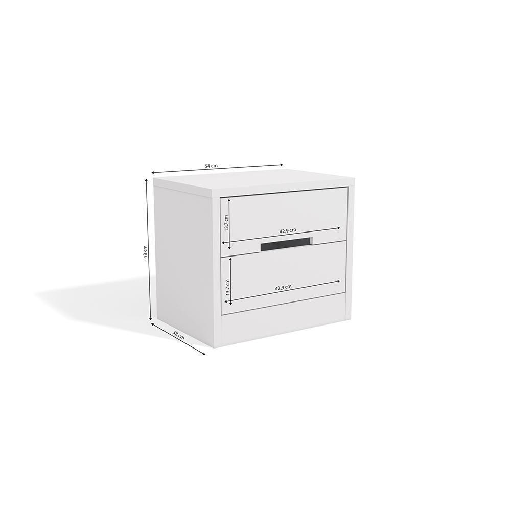 Mesa De Cabeceira Com 2 Gavetas Kappesberg S822 Branco Brilho - 2