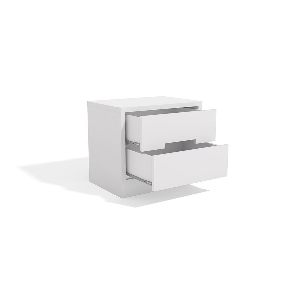 Mesa De Cabeceira Com 2 Gavetas Kappesberg S822 Branco Brilho - 3
