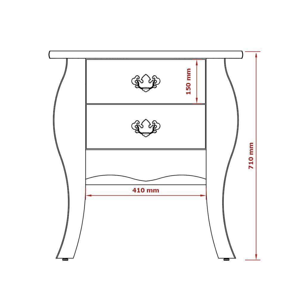 Mesa De Cabeceira Premier Grande 2 Gavetas Estilo Classico - 3