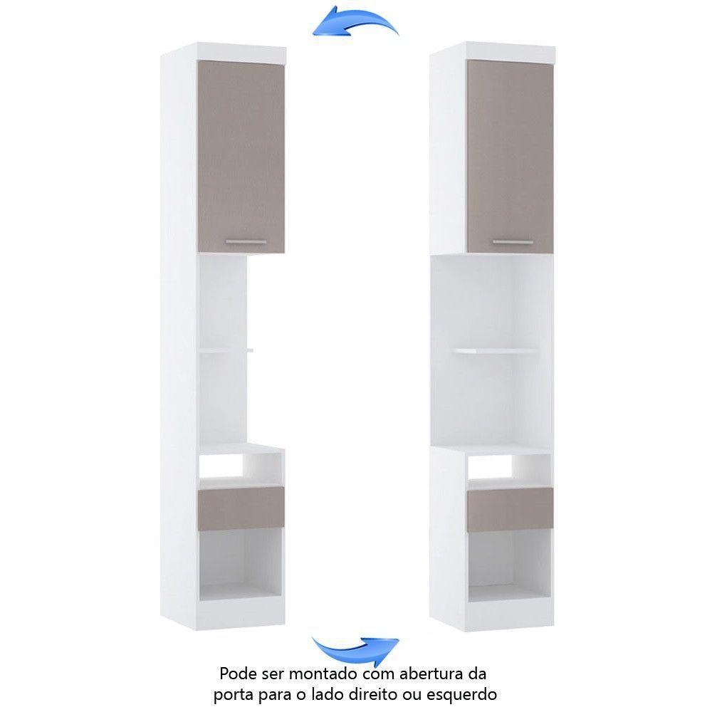 Mesa De Cabeceira Alta 38cm 1 Porta E 1 Gaveta Alpes Luciane Móveis Branco Pf Com Cinammon Pf - 5