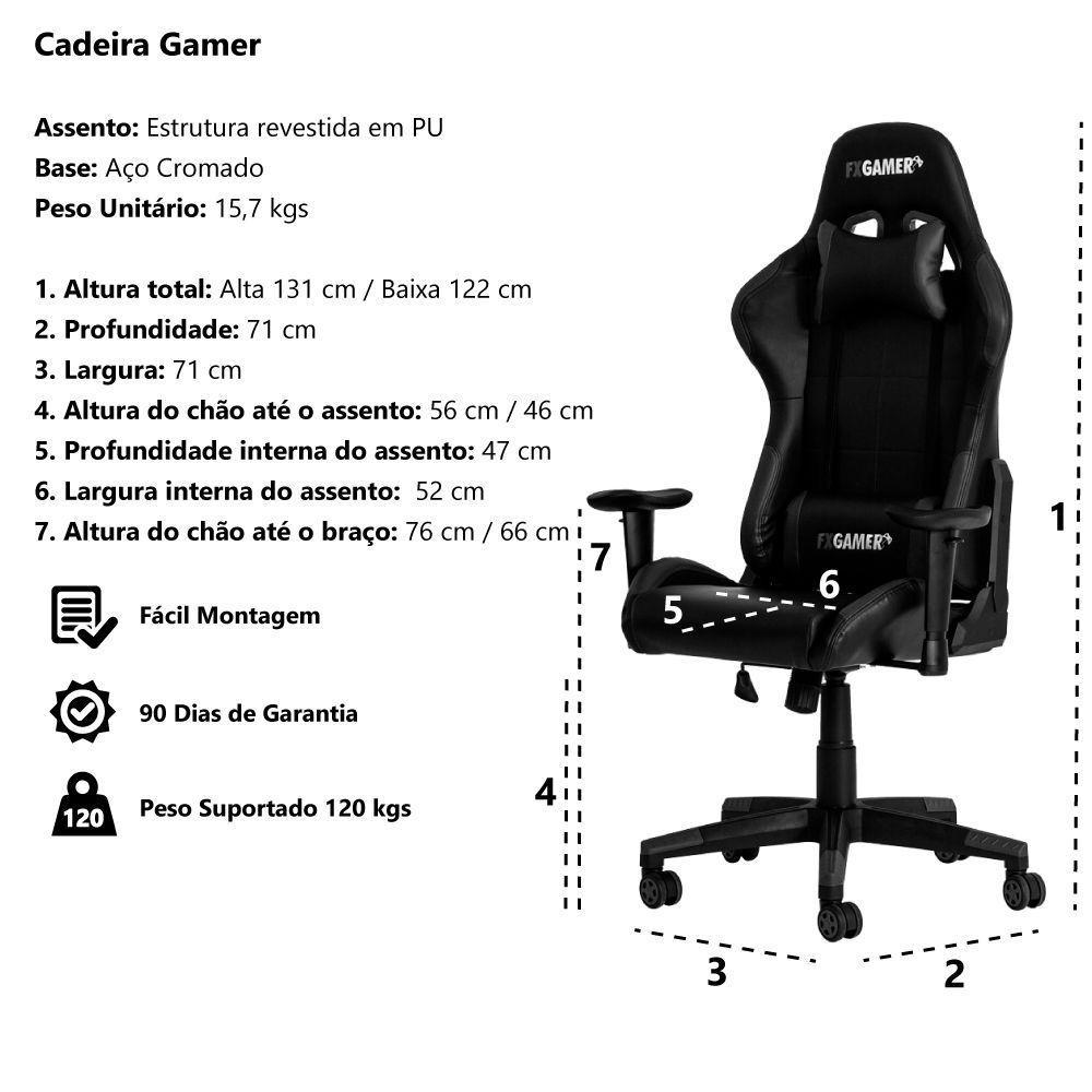 Cadeira Gamer Reclinável Giratória Preta C/Verde Ajustável - 2