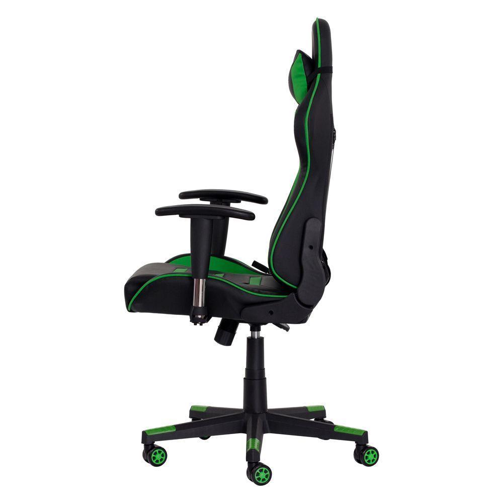 Cadeira Gamer Reclinável Giratória Preta C/Verde Ajustável - 5