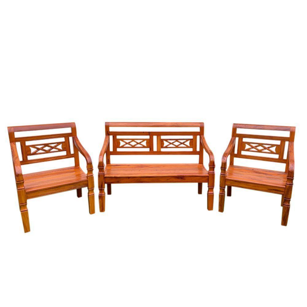 Jogo De Banco 4 Lugares Em Madeira De Demolição Modelo X Sudeste Rústico - 1