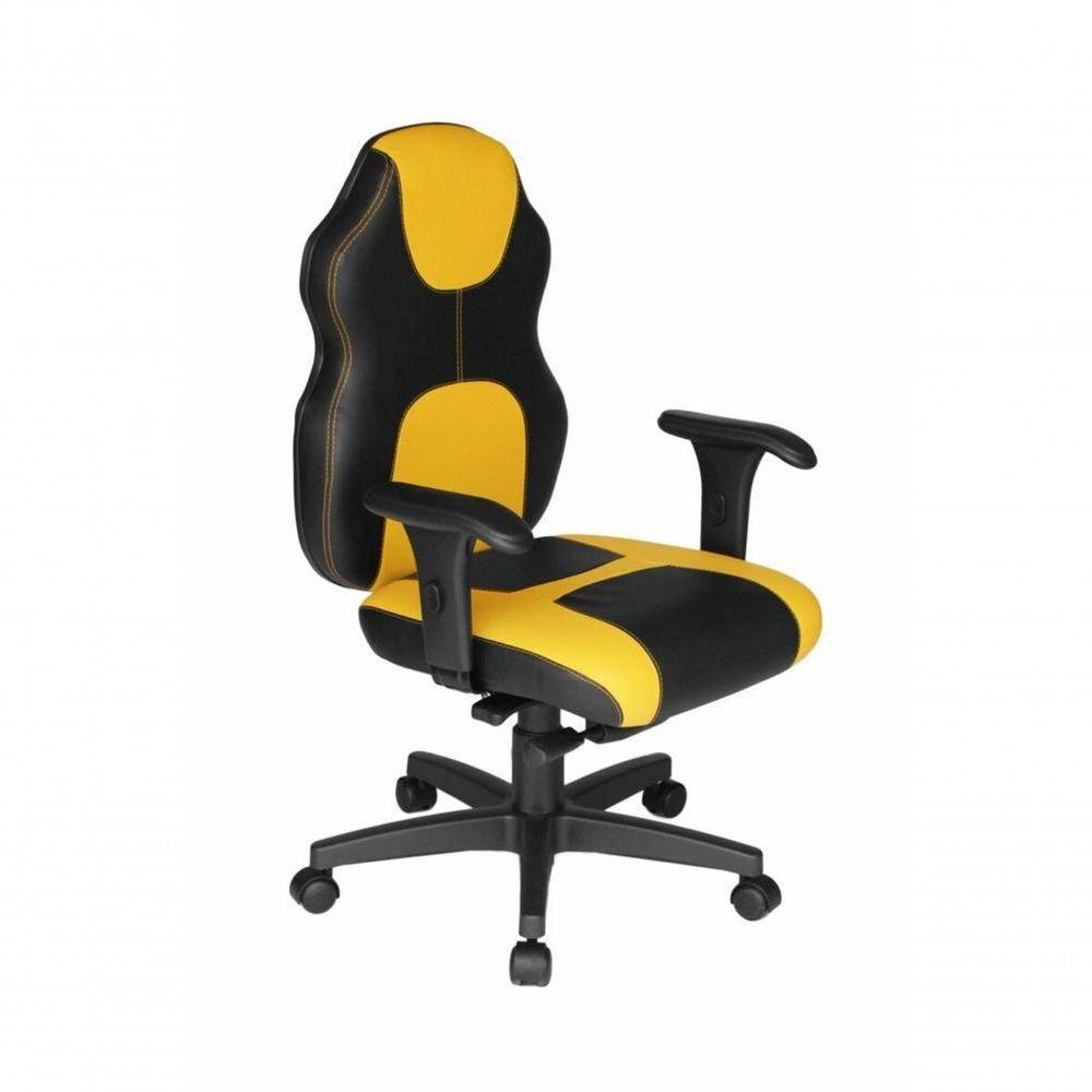Cadeira Gamer Base Giratória Com Braço Gamer Racing Amarelo - 3