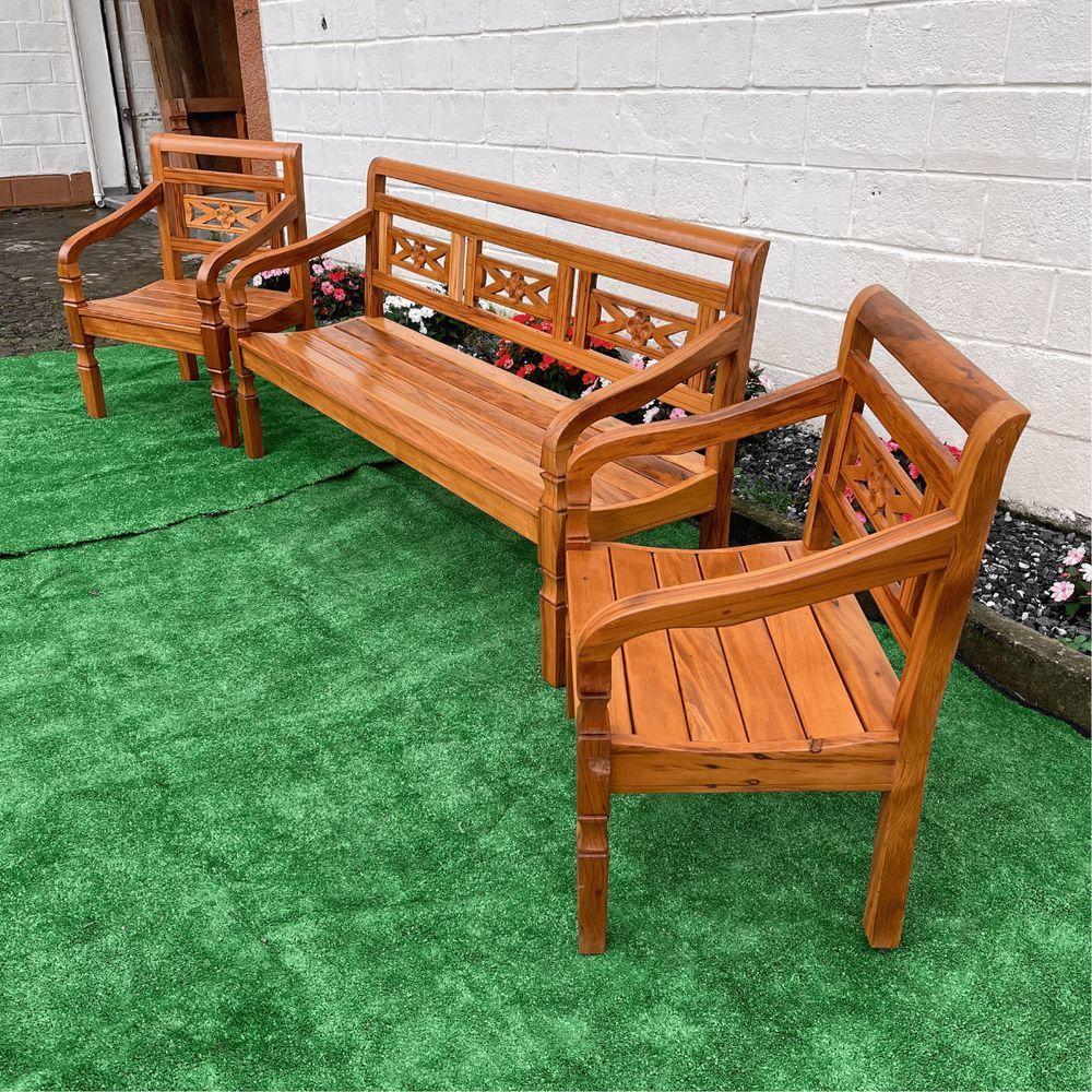 Kit Jogo De Banco 5 Lugares Com Mesa De Centro Madeira De Demolição Modelo Flor Sudeste Rústico - 4