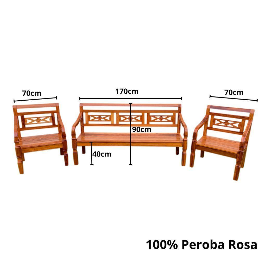 Kit Jogo De Banco 5 Lugares Com Mesa De Centro Madeira De Demolição Modelo Flor Sudeste Rústico - 6