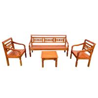 Kit Jogo De Banco 5 Lugares Com Mesa De Centro Madeira De Demolição Modelo Flor Sudeste Rústico - 1