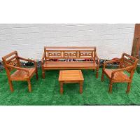 Kit Jogo De Banco 5 Lugares Com Mesa De Centro Madeira De Demolição Modelo Flor Sudeste Rústico - 3