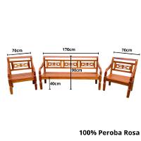 Kit Jogo De Banco 5 Lugares Com Mesa De Centro Madeira De Demolição Modelo Flor Sudeste Rústico - 6