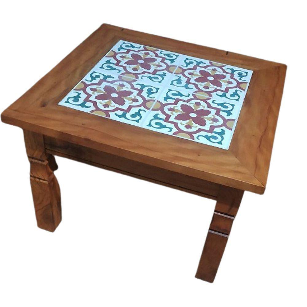 Conjunto Banco Namoradeira E Mesa De Centro Em Madeira De Demolição Com Detalhes Em Ladrilho Sudeste Rústico - 2