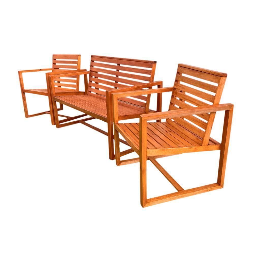 Jogo De Banco Madeira De Demolição Modelo Régua Sudeste Rústico - 1