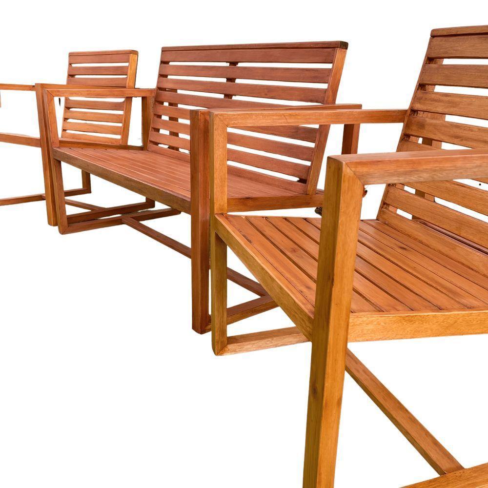 Jogo De Banco Madeira De Demolição Modelo Régua Sudeste Rústico - 2