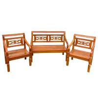 Jogo De Banco 4lugares Em Madeira De Demolição Modelo Flor Sudeste Rústico - 1