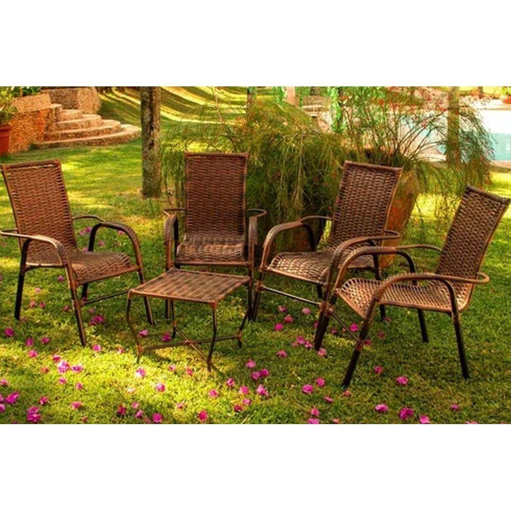 Conj Cadeira Area Externa Chuva Sol Resistente Preto - 1