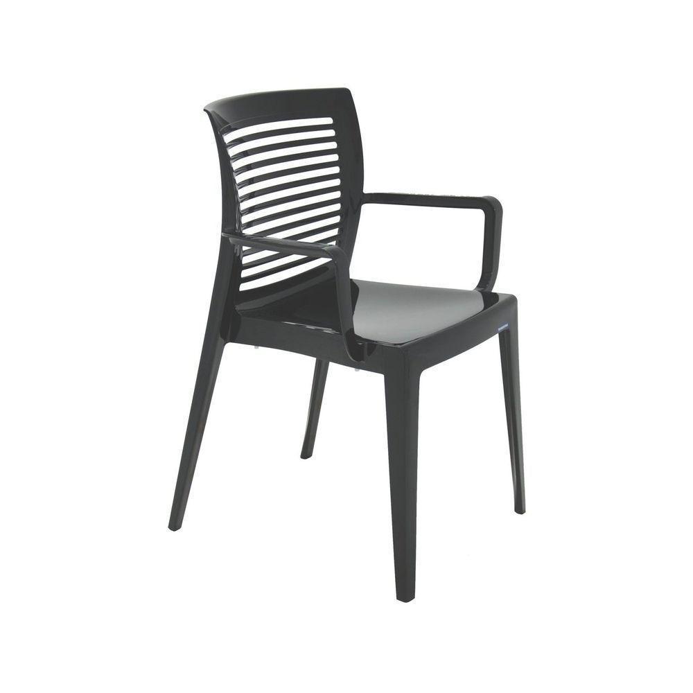 Cadeira Tramontina Victória Preta Com Braços Encosto Vazado Horizontal Em Polipropileno Tramontina - 1