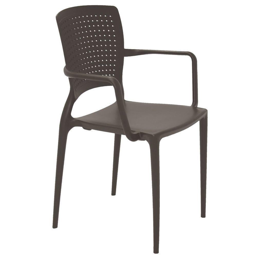 Cadeira Tramontina Safira Marrom Em Polipropileno E Fibra De Vidro Com Braços Tramontina - 1