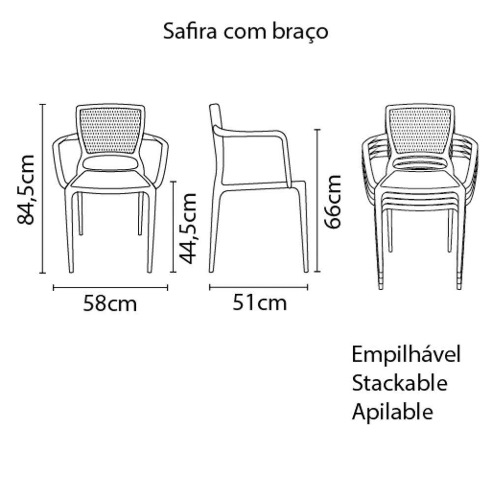 Cadeira Tramontina Safira Marrom Em Polipropileno E Fibra De Vidro Com Braços Tramontina - 2