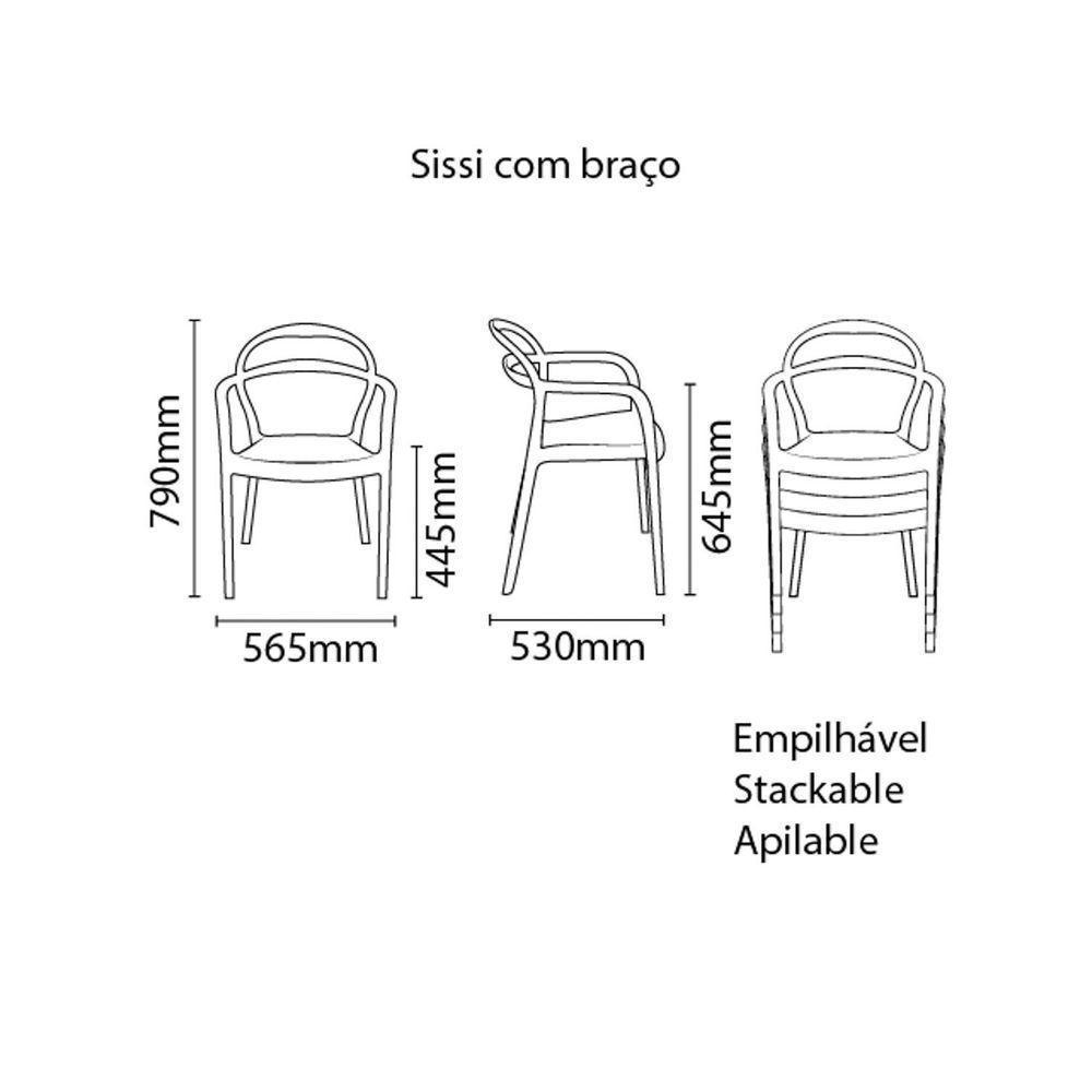 Cadeira Tramontina Sissi Grafite Com Braços Em Polipropileno E Fibra De Vidro Tramontina - 8