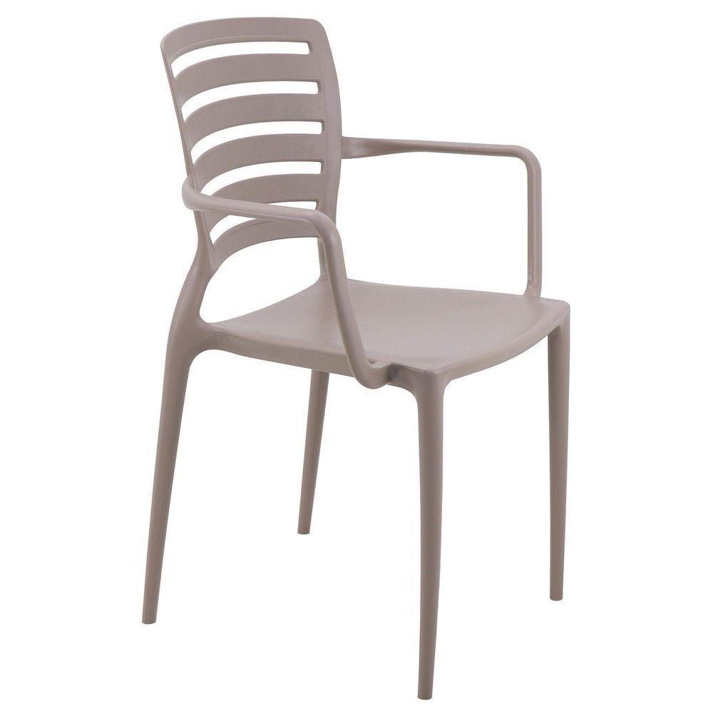 Cadeira Sofia Em Polipropileno E Fibra De Vidro Camurça Com Encosto Horizontal E Braços - 1