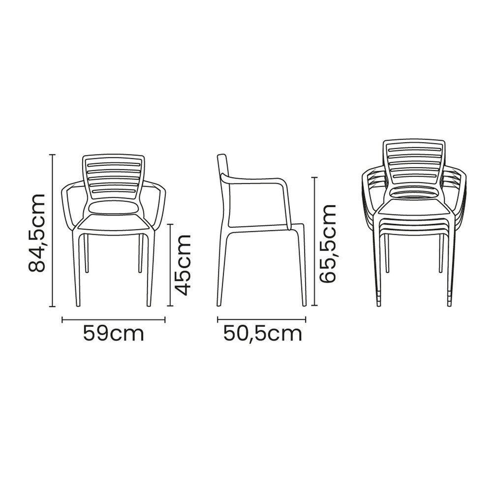 Cadeira Sofia Em Polipropileno E Fibra De Vidro Camurça Com Encosto Horizontal E Braços - 2