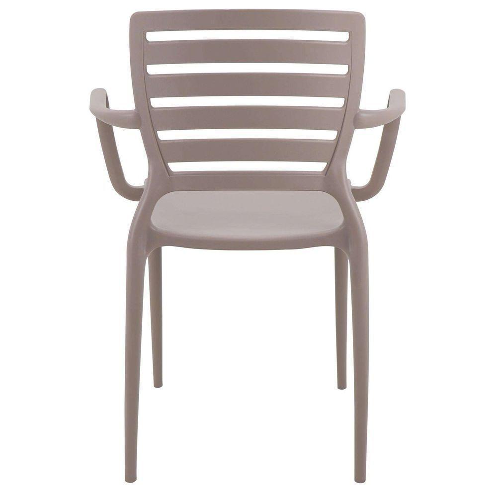 Cadeira Sofia Em Polipropileno E Fibra De Vidro Camurça Com Encosto Horizontal E Braços - 3