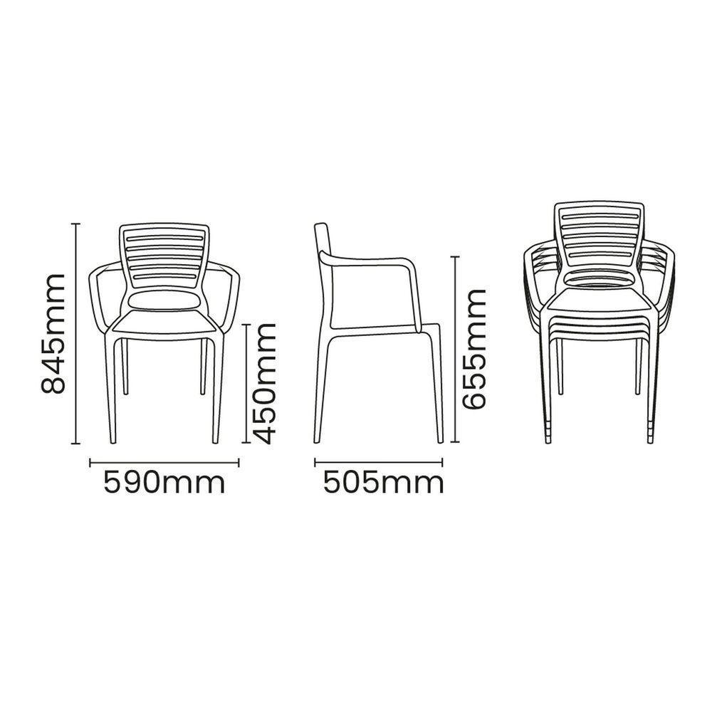 Cadeira Sofia Em Polipropileno E Fibra De Vidro Camurça Com Encosto Horizontal E Braços - 5