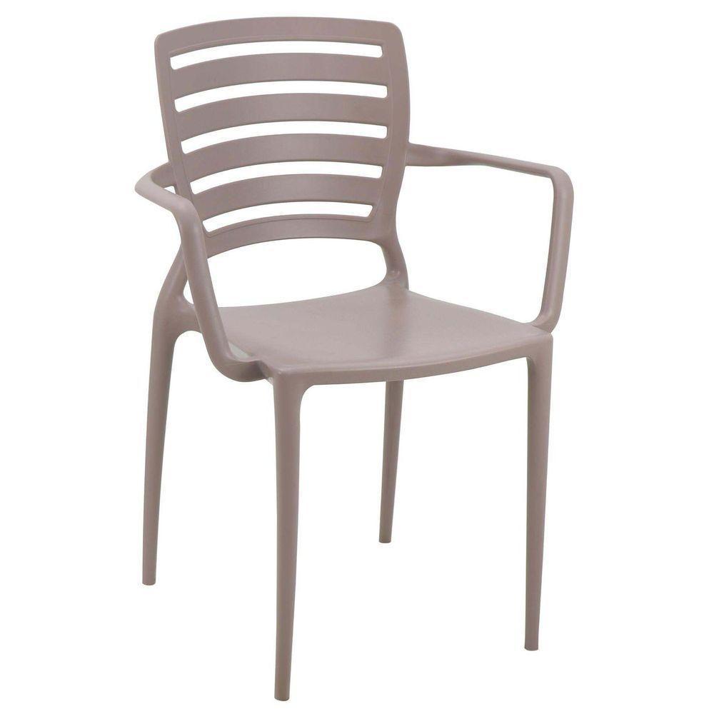 Cadeira Sofia Em Polipropileno E Fibra De Vidro Camurça Com Encosto Horizontal E Braços - 7