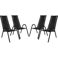 Jogo Com 4 Cadeiras Canadá Em Fibra Sintética Preto - 1