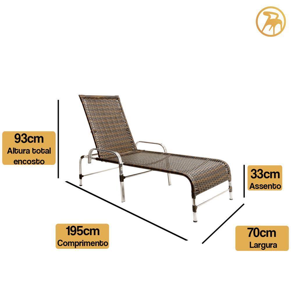 2 Espreguiçadeiras Esteira e 1 Mesa de Centro Garden Pedra Ferro - 3